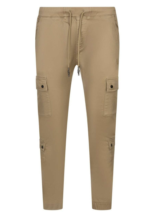 Pantalon cargo beige uni avec une coupe droite...