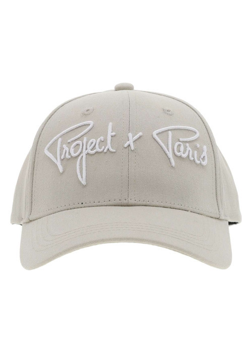 Casquette en coton gris clair uni à visière courbée et une fermeture clip inox