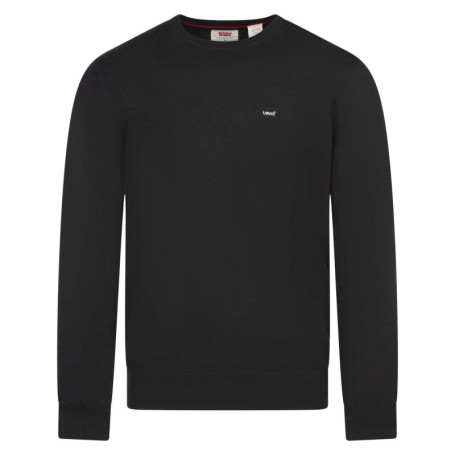 Pull en coton noir uni avec une coupe droite un...