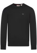 Thumbnail Pull en coton noir uni avec une coupe droite un col rond et des manches longues