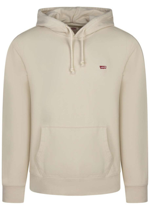 Sweat en coton beige uni avec une coupe droite et un col à capuche