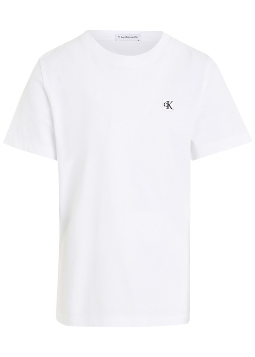 T-shirt en coton régénératif blanc avec une coupe regular fit et un col rond