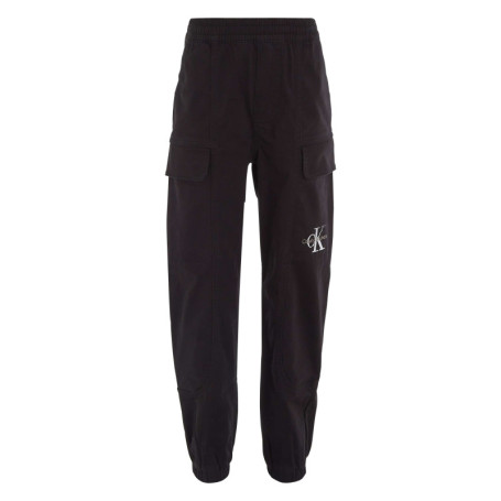 Pantalon cargo en coton noir avec coupe regular...
