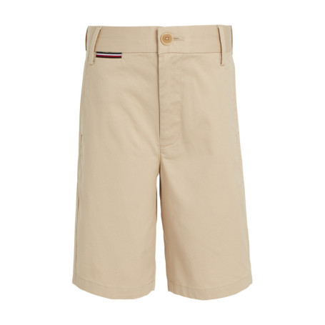Short en coton régénératif beige uni avec une...