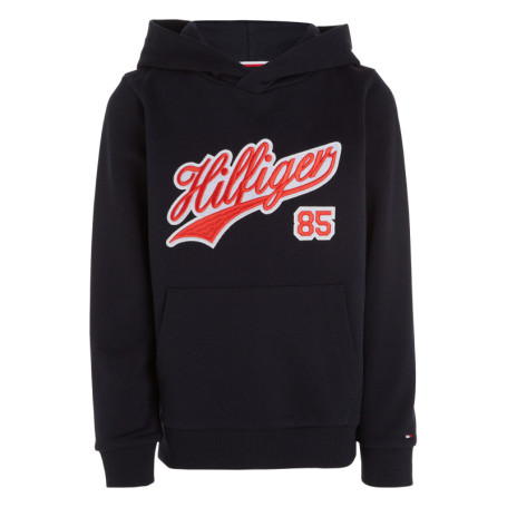 Sweat en coton mélangé marine uni avec une...