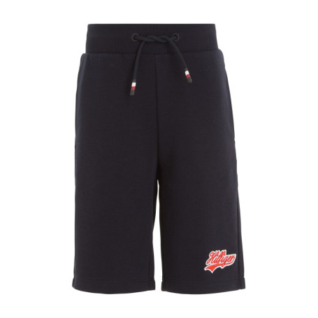 Short en coton mélangé marine uni avec une...