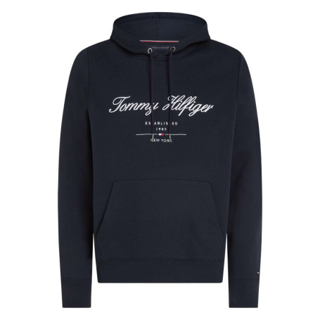 Sweat marine uni coupe droite avec un col à...