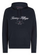 Thumbnail Sweat marine uni coupe droite avec un col à capuche et poche kangourou