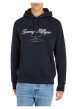 Thumbnail Sweat marine uni coupe droite avec un col à capuche et poche kangourou - Image 5