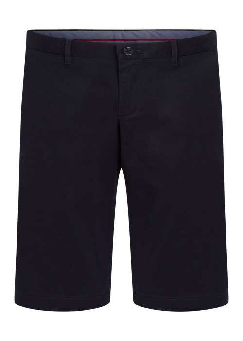 Short en coton marine uni avec une coupe chino et des poches latérales