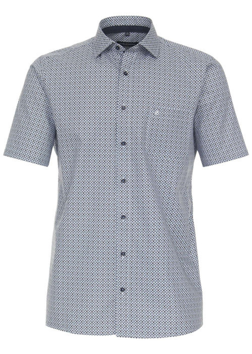 Chemise marine à motifs en coton avec une coupe droite et fermeture boutonnée