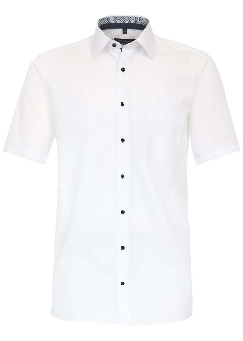Chemise blanche unie en coton avec une coupe droite à fermeture boutonnée
