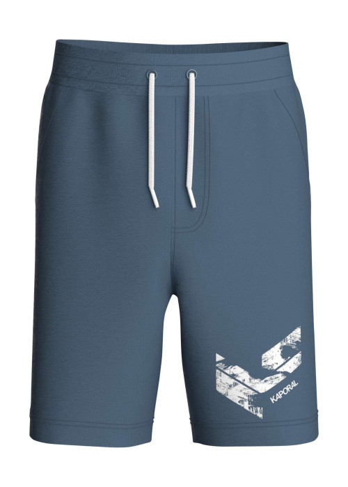 Short de jogging bleu uni avec une coupe droite et ajustable à la taille