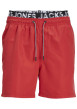 Thumbnail Short de bain rouge uni avec une coupe chino et nom de la marque