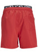 Thumbnail Short de bain rouge uni avec une coupe chino et nom de la marque - Image 2