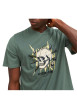 Thumbnail T-shirt en coton kaki uni coupe droite avec un col rond et flocage crâne - Image 3