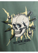 Thumbnail T-shirt en coton kaki uni coupe droite avec un col rond et flocage crâne - Image 4