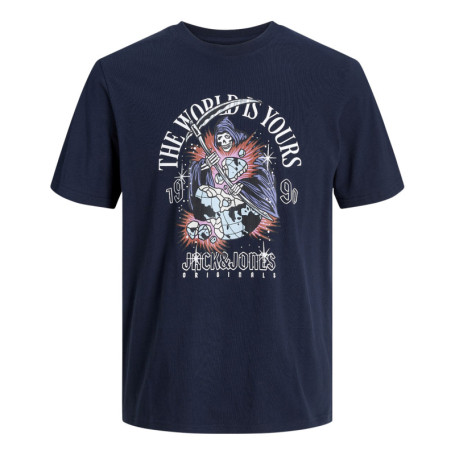 T-shirt en coton marine uni avec une coupe...
