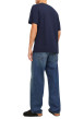 Thumbnail T-shirt en coton marine uni avec une coupe droite et un col rond - Image 2
