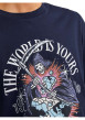 Thumbnail T-shirt en coton marine uni avec une coupe droite et un col rond - Image 5