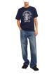 Thumbnail T-shirt en coton marine uni avec une coupe droite et un col rond - Image 6