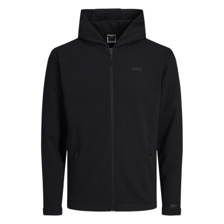 Sweat zippé noir uni coupe droite avec un col à...
