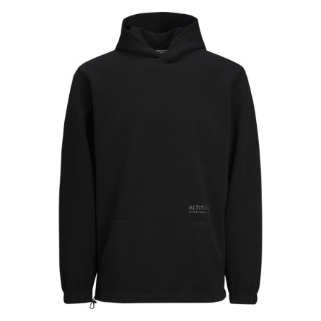 Sweat en coton mélangé noir uni coupe droite...