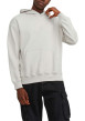 Thumbnail Sweat en coton beige uni coupe droite avec un col à capuche et étiquette cousue - Image 2