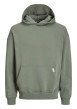 Thumbnail Sweat en coton kaki uni avec une coupe droite et un col à capuche