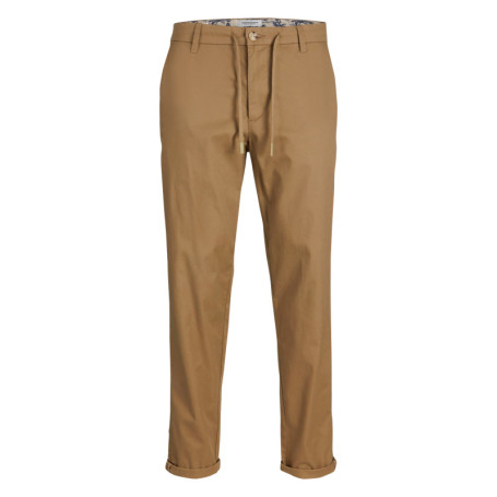 Pantalon en coton camel uni avec une coupe slim...