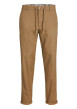 Thumbnail Pantalon en coton camel uni avec une coupe slim et des poches boutonnées