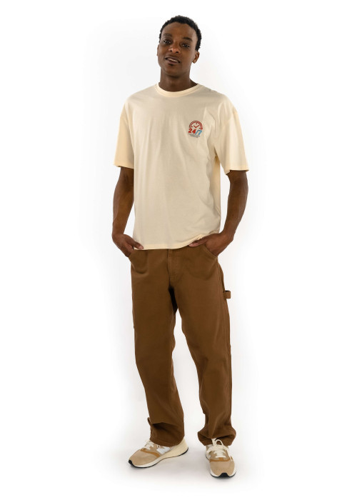 Pantalon Cargo en coton camel uni avec une coupe cargo et 5 poches