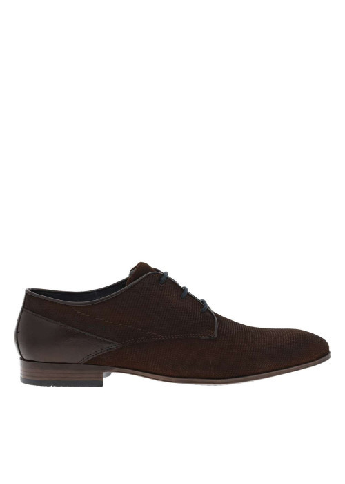 Derbies en cuir torsadé marron à talon décroché bas et lacets ronds