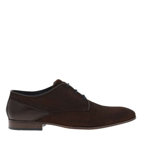 Derbies en cuir torsadé marron à talon décroché...