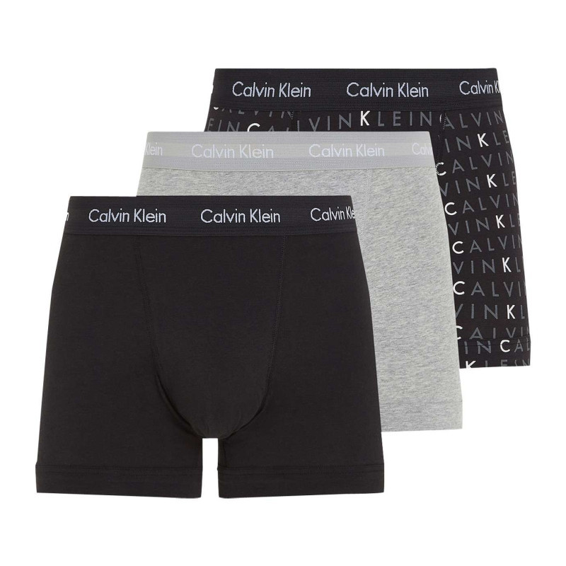 Calvin Klein Jeans - Lot De 3 Boxers En Coton Noirs Monogrammes Avec Une Coupe Près Du Corps - Noirs Calvin Klein Jeans - Lot De 3 Boxers En Coton Noirs Monogrammes Avec Une Coupe Près Du Corps - Noirs