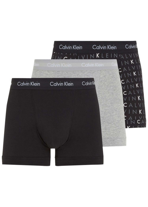 Lot de 3 Boxers en coton noirs monogrammes avec une coupe près du corps