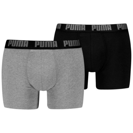 Lot de 2 boxers en coton noir et gris unis avec...