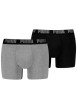Thumbnail Lot de 2 boxers en coton noir et gris unis avec nom de la marque sur l'élastique