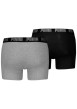 Thumbnail Lot de 2 boxers en coton noir et gris unis avec nom de la marque sur l'élastique - Image 2