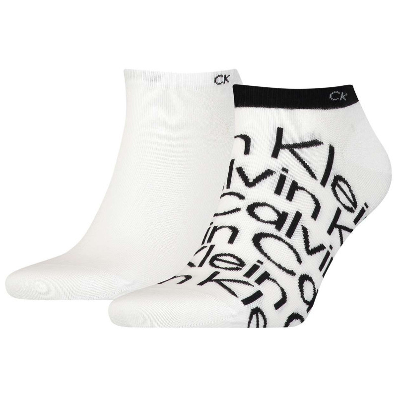 Calvin Klein Jeans - Lot De 2 Paires De Chaussettes Basses Bicolores Blanches Et Noires - Blanc