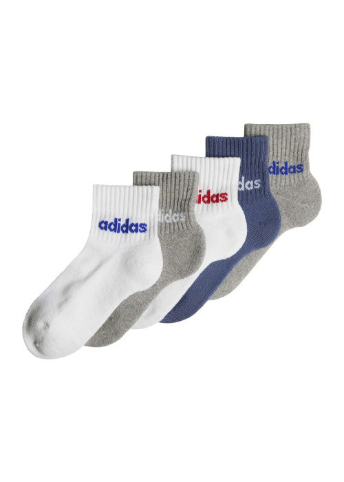Lot de 5 paires de chaussettes quarter multicolores unies et logo sur le côté