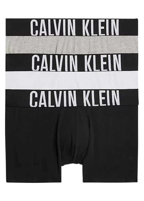 Lot de 3 boxers courts en coton mélangé tricolore unis à taille élastiquée
