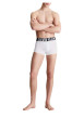 Thumbnail Lot de 3 boxers courts en coton mélangé tricolore unis à taille élastiquée - Image 4