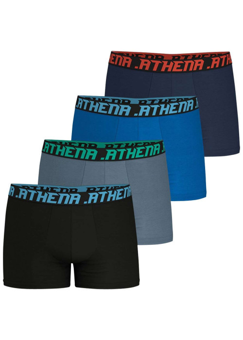 Lot de 4 boxers en coton multicolores unis à coupe fermée et taille élastiquée