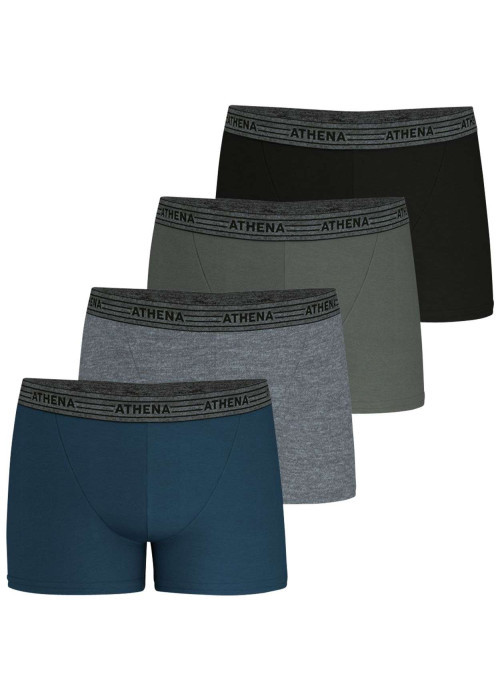Lot de 4 boxers en coton multicolore chiné à coupe fermée et taille élastiquée