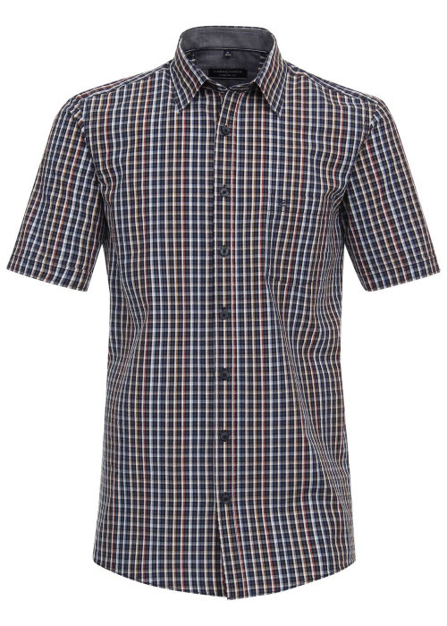 Chemise grande taille en coton multicolore carreaux avec un col français