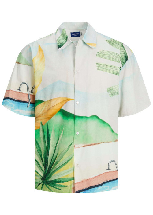 Chemise en coton multicolore imprimé avec coupe regular et col français