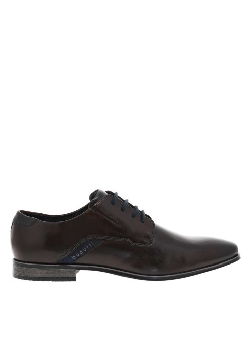 Derbies marron à talon décroché bas et à lacets ronds bleu marine