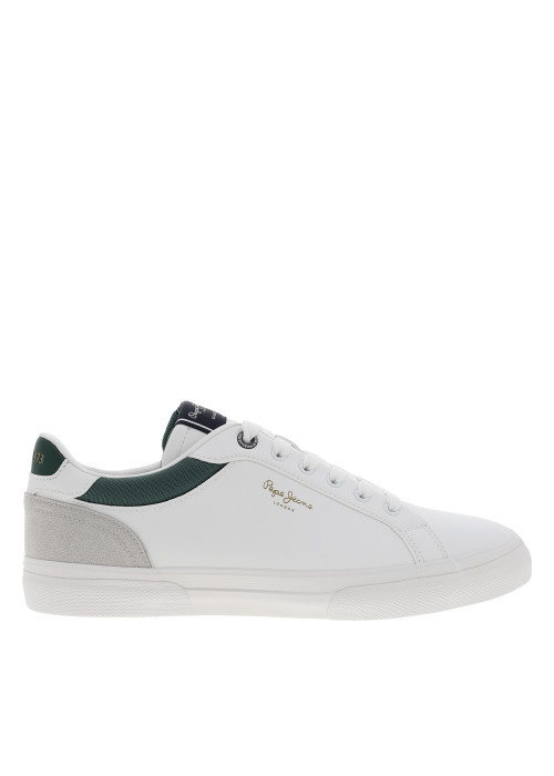 Tennis blanches avec un talon plat et munies...