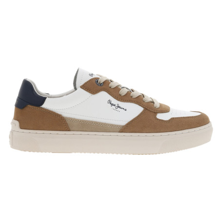 Baskets multisport en cuir blanches et beiges à...